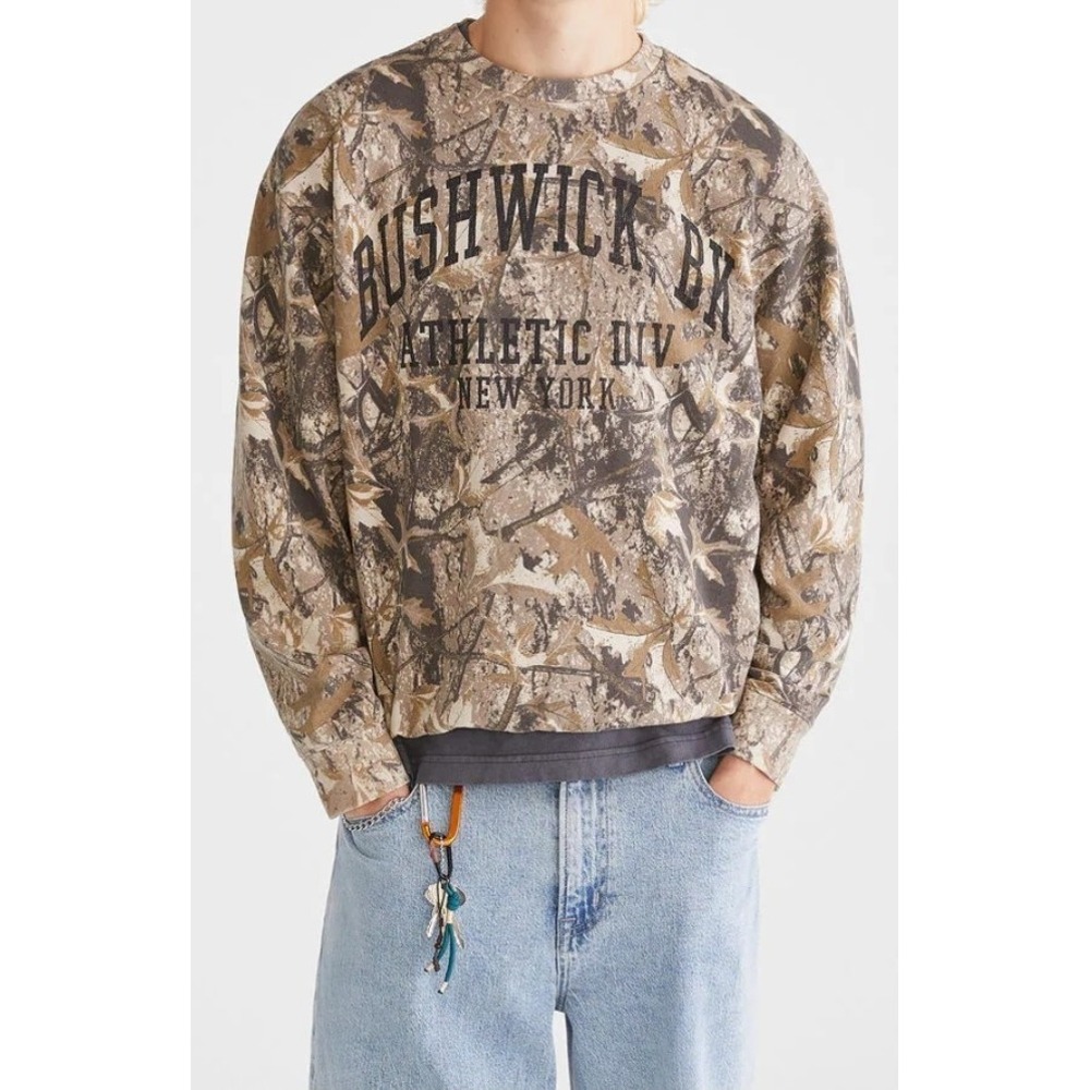 Aeropostale Men Camo Cloud Soft Brunswick Gorpcore Outdoor Pullover Sweater L